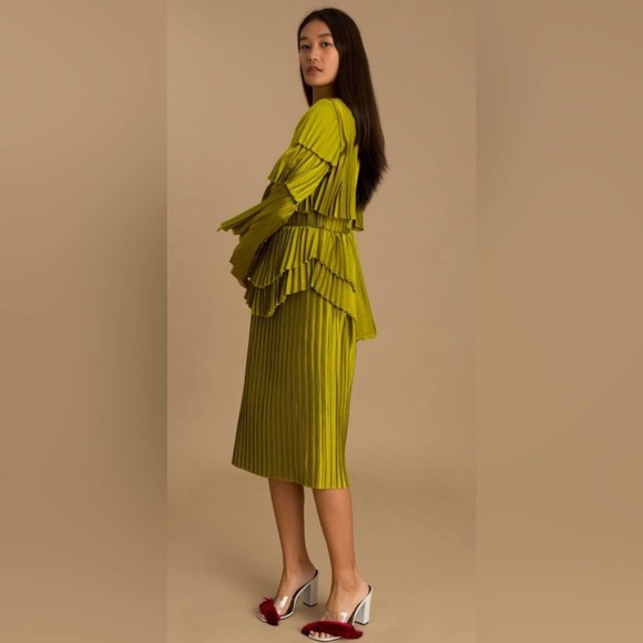 Andrea Iyamah Raffle Pleated Satin Formal Dress - Picture 2 of 13